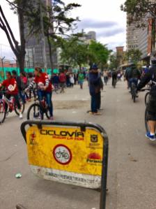 The well-used street sign for Ciclovia